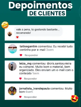 Comentários no Instagram: 'vale a pena, to gostando bastante, recomendo!' e outros elogios à planilha